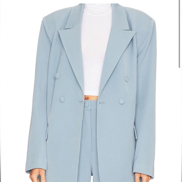 NWT- WeWoreWhat x Revolve Double Breasted Blazer Suiting Twill Storm - Picture 2 of 13